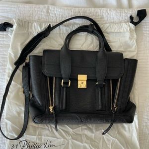 3.1 Philip Lim Pashli Medium Satchel-black and gold hardware